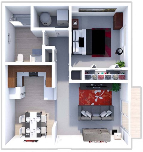 a floor plan of a house with a bedroom and a living room